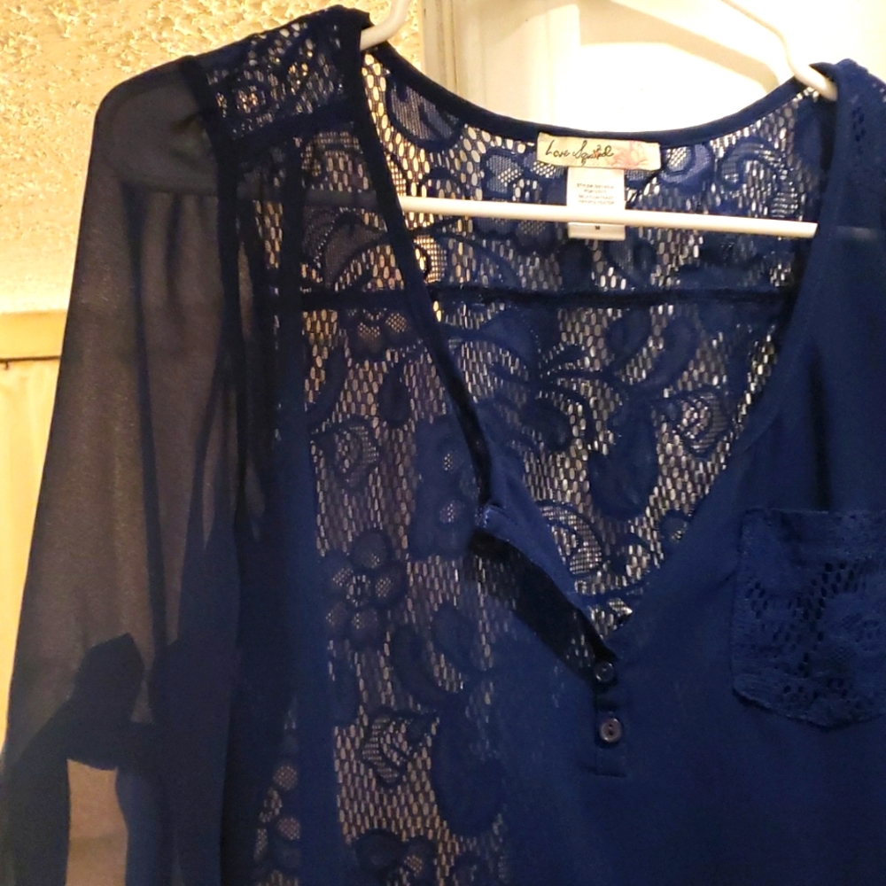 Short sleeve navy blouse